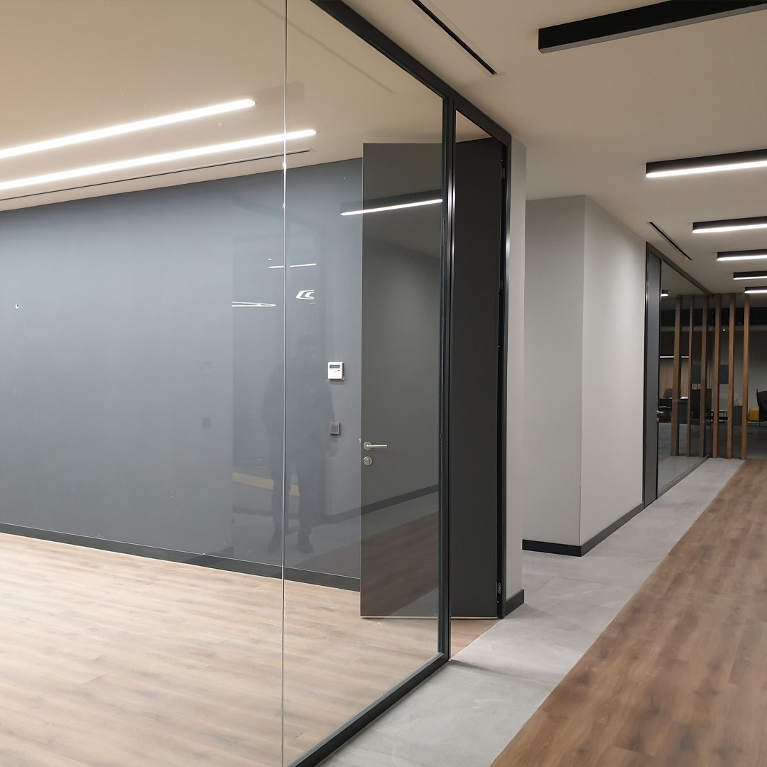 Single Glass Office Partition Systems