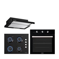 Siyah Aspiratörlü Kristal Ankastre Set