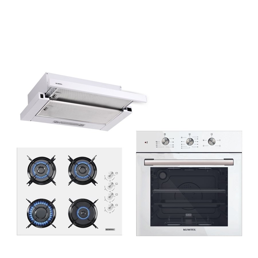 Beyaz Aspiratörlü Turbo Ankastre Set