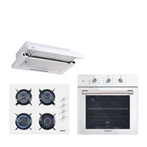 Beyaz Aspiratörlü Turbo Ankastre Set