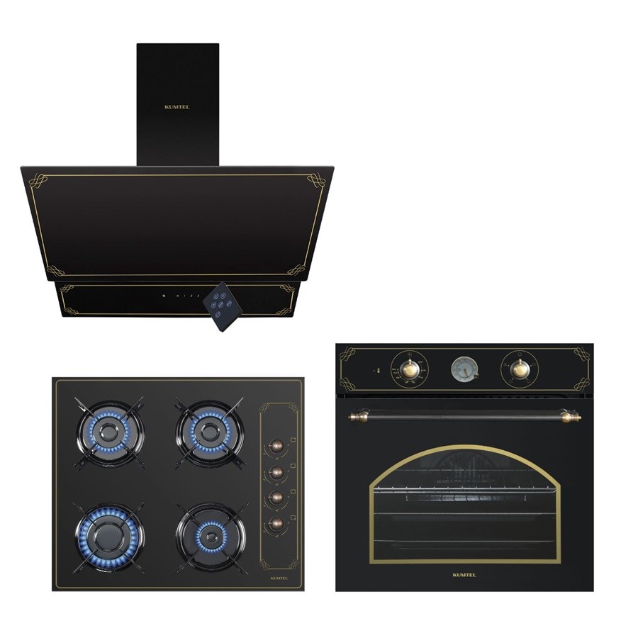 Rustik Siyah Cam Ankastre Set