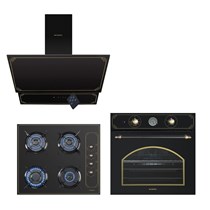 Rustik Siyah Cam Ankastre Set