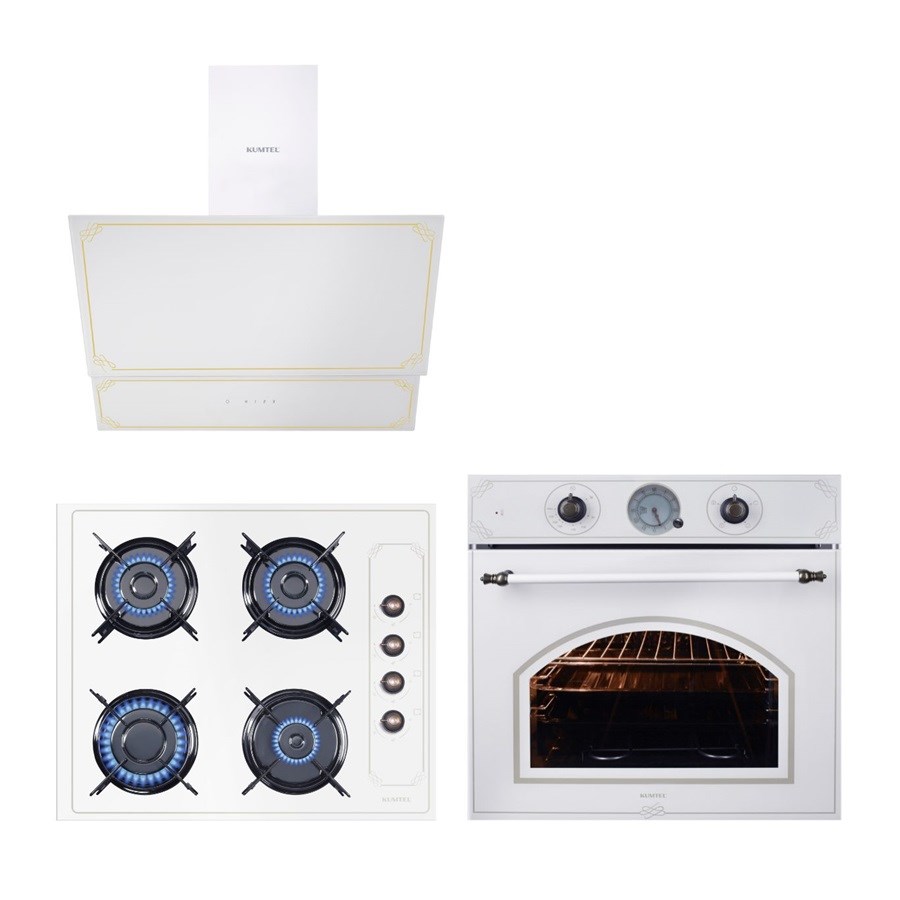 Rustik Beyaz Cam Ankastre Set