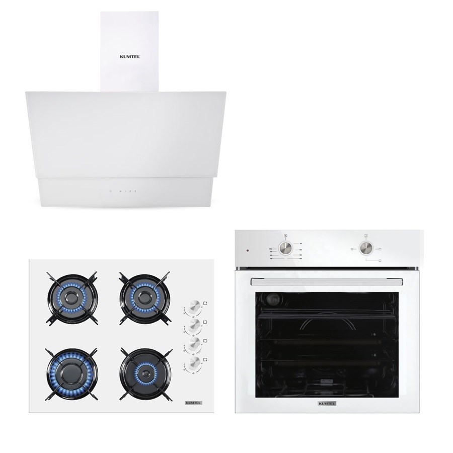 Home Plus Beyaz Cam Ankastre Set