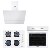 Home Plus Beyaz Cam Ankastre Set