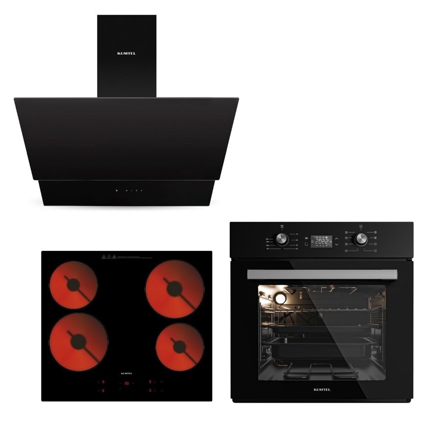 Vitro Dijital Siyah Cam Ankastre Set