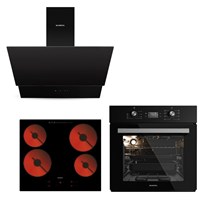 Vitro Dijital Siyah Cam Ankastre Set