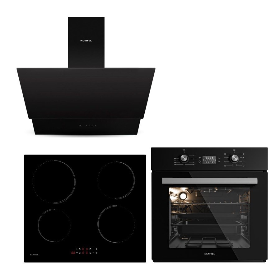 Siyah İndüksiyon Ocaklı Ankastre Set
