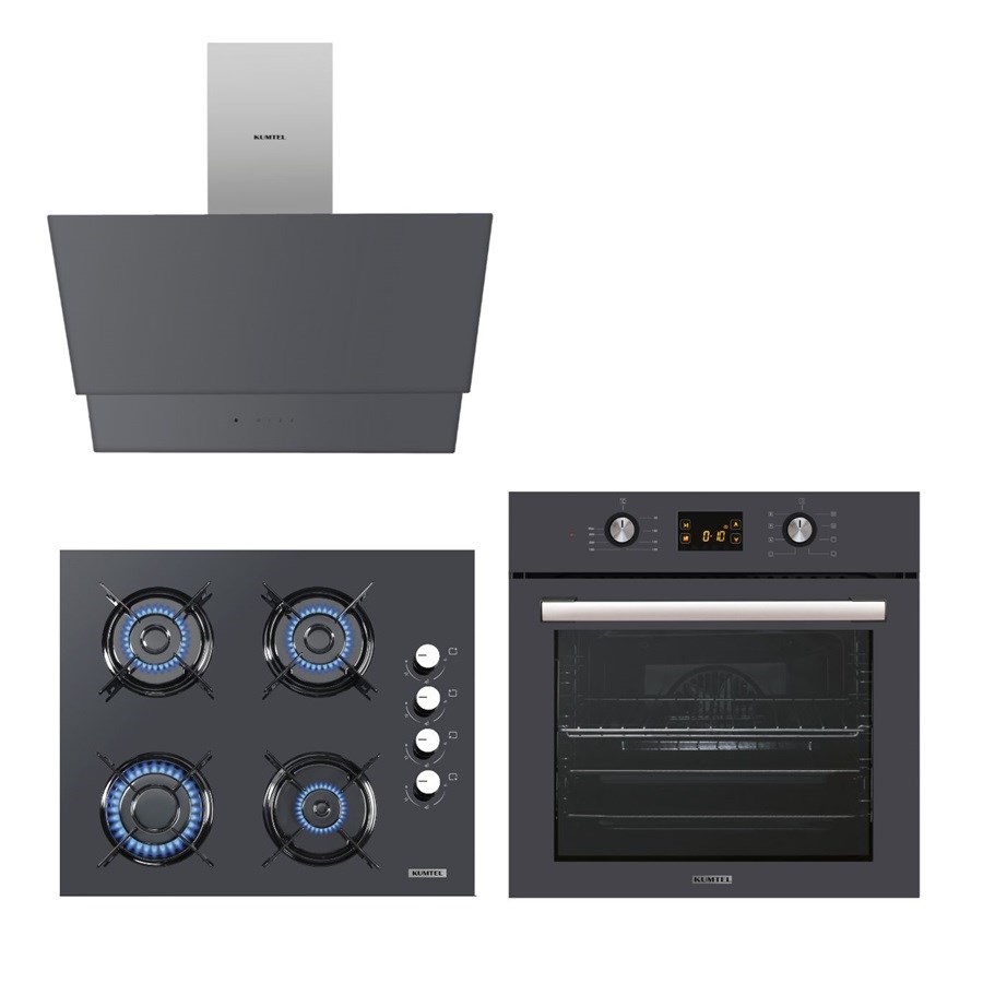 Antrasit (Gri) Cam Dijital / Dokunmatik Ankastre Set