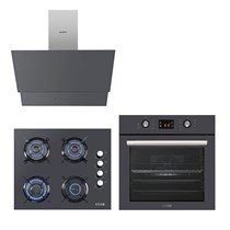 Antrasit (Gri) Cam Dijital / Dokunmatik Ankastre Set