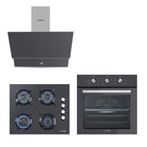 Kristal Antrasit (Gri) Cam Ankastre Set