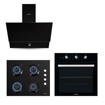 Kristal Siyah Cam Ankastre Set