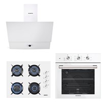 Kristal Beyaz Cam Ankastre Set