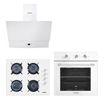 Dizayn Beyaz Cam Ankastre Set